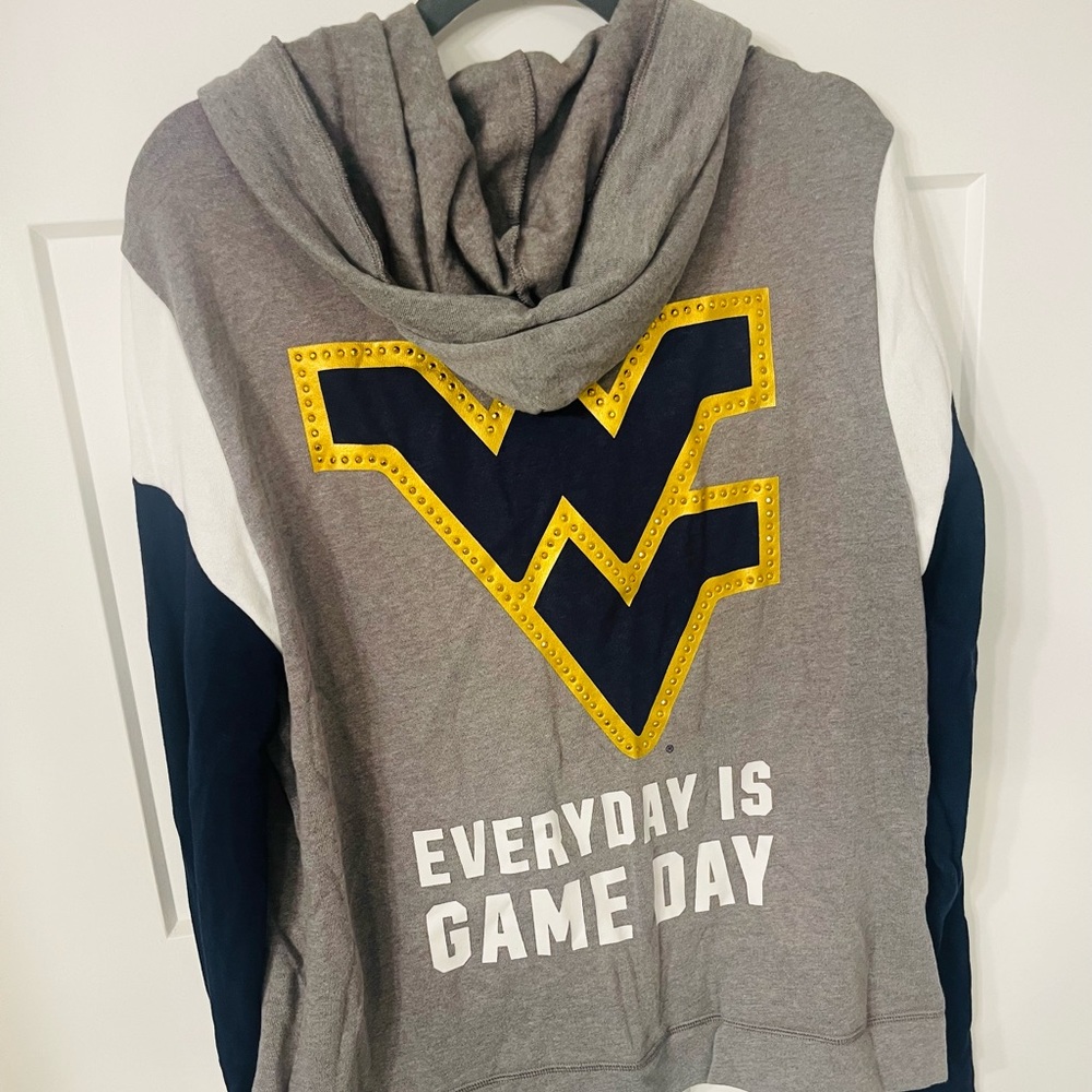 WVU Victorias Secret Pink Collegiate Collection Zip Hoodie Womens L NWT